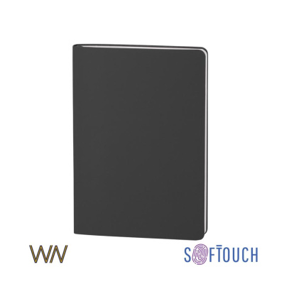 Ежедневник недатированный Болонья в линейку, покрытие soft touch, А5, цвет черный-1